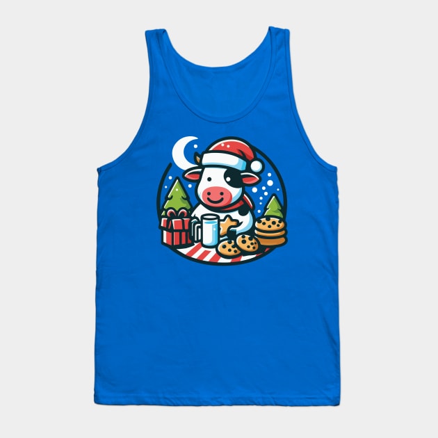 Christmas Cow with Milk and Cookies Tank Top by WPHmedia